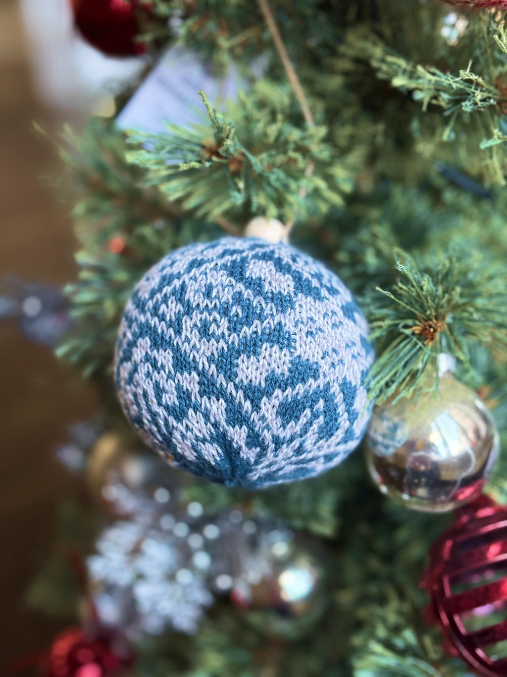 Zelta Teal Knit Christmas Ornament
