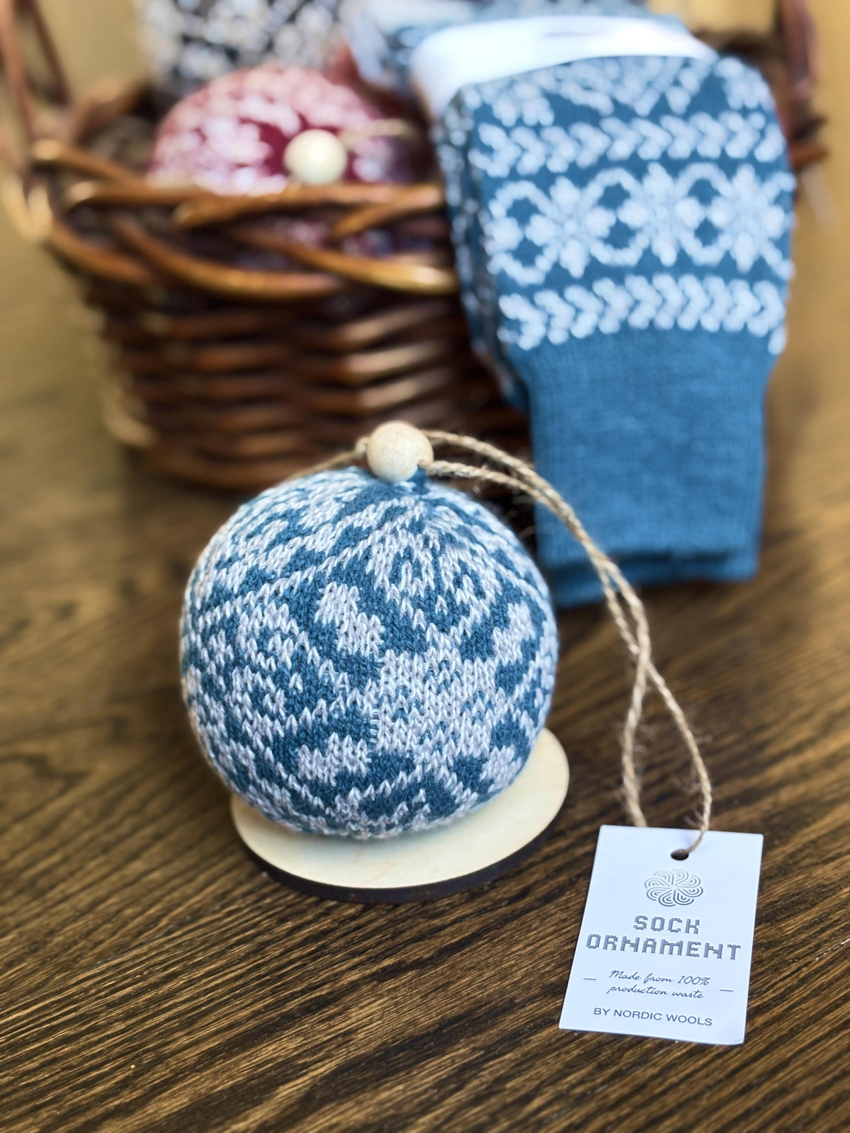 Zelta Teal Knit Christmas Ornament