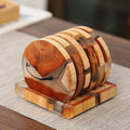 Sottobicchieri biodegradabili in resina di legno di pino con texture a inchiostro – Sottobicchieri ecologici da 8 cm
