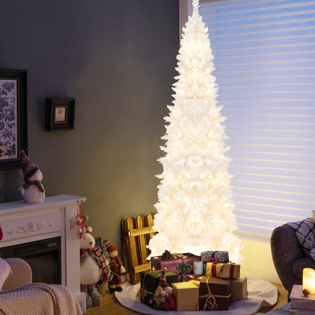 NNECW 2.1M Pre-Lit White Christmas Tree with 8 Lighting Modes
